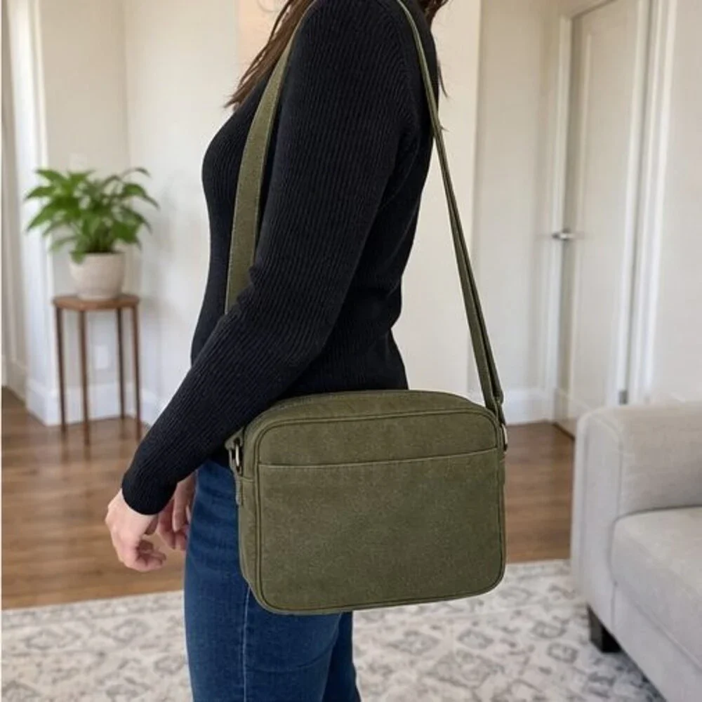Olive Canvas Crossbody Bag